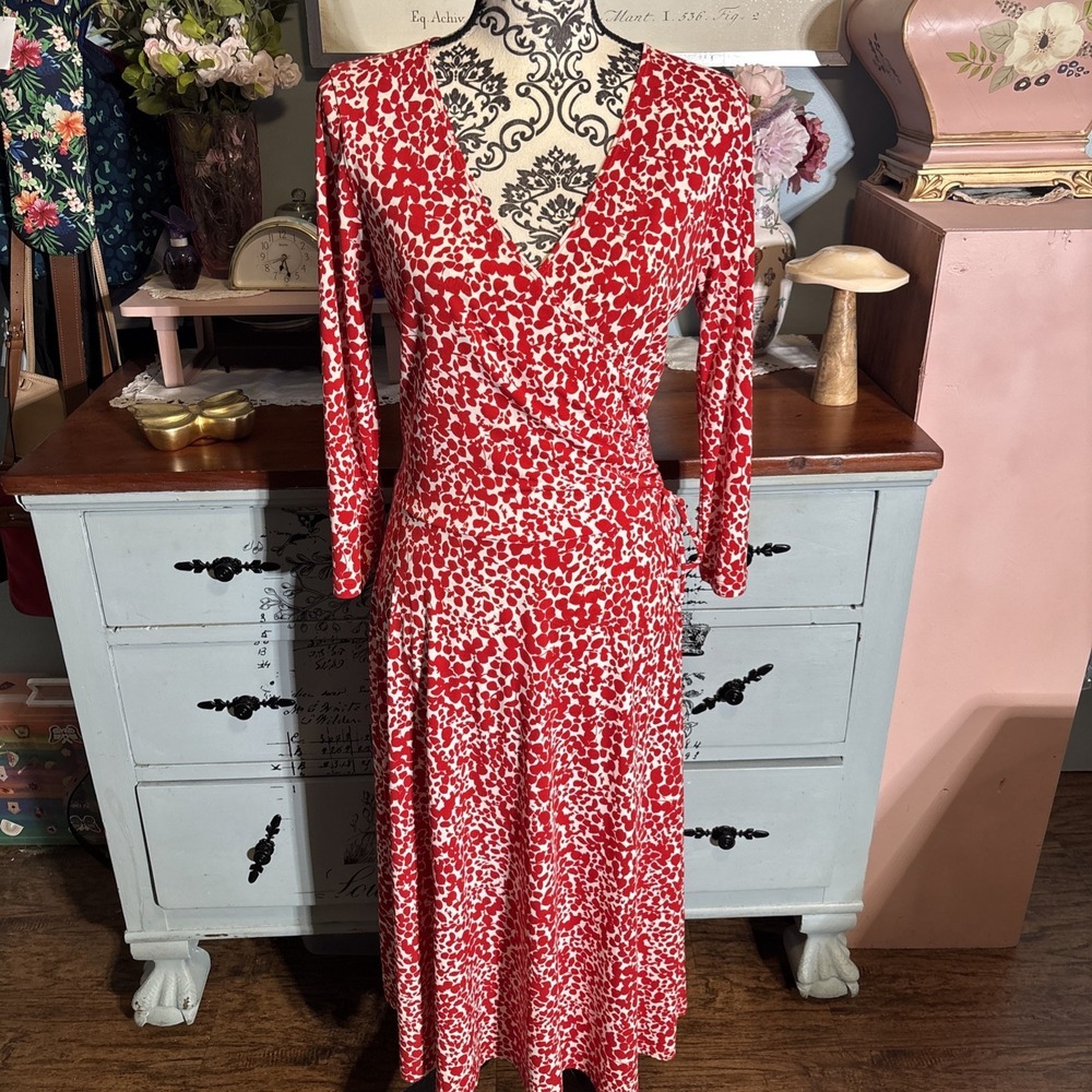 Talbots Knit V Neck Stretch Midi Dress Sz 4. Y2K. Form Fitting.